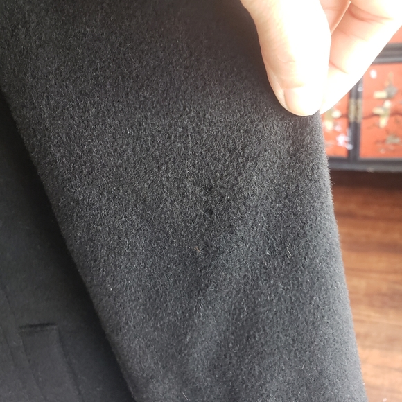 Larry Levine Design black wool & cashmere blend midi pea coat 10 - Picture 12 of 12